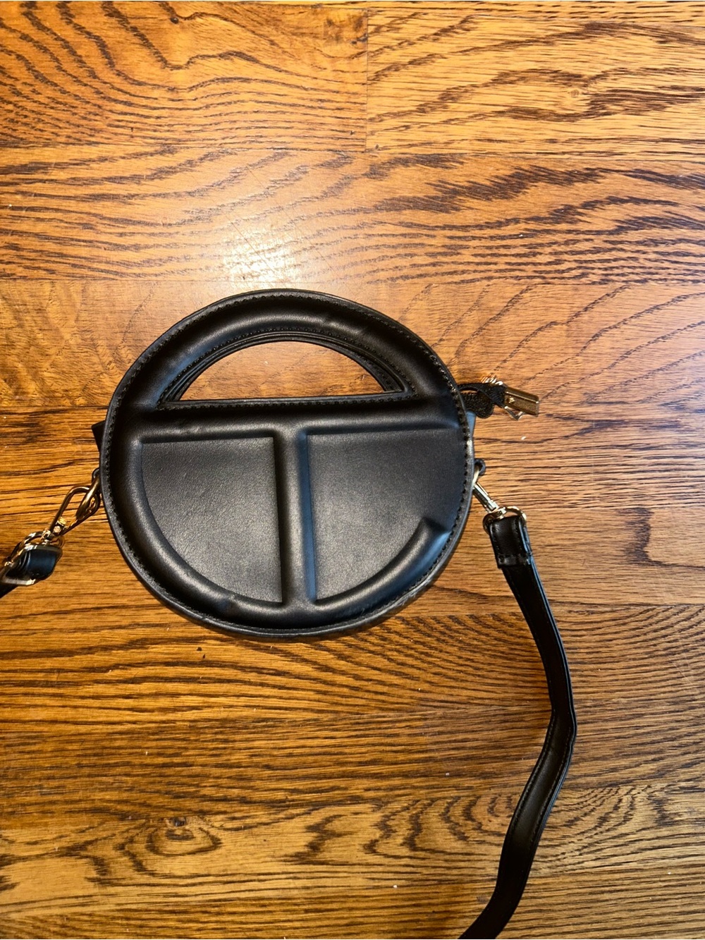 Round Black Crossbody Bag Telfar-Inspired Mini Top Handle Faux Leather Purse - Picture 2 of 5
